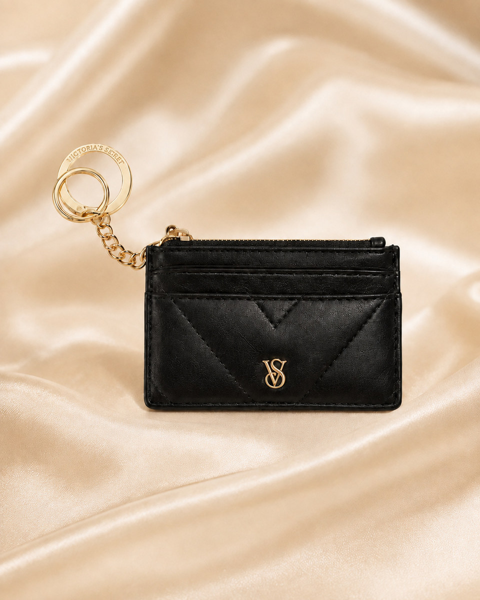 Victoria’s Secret Tarjetero negro con llavero
