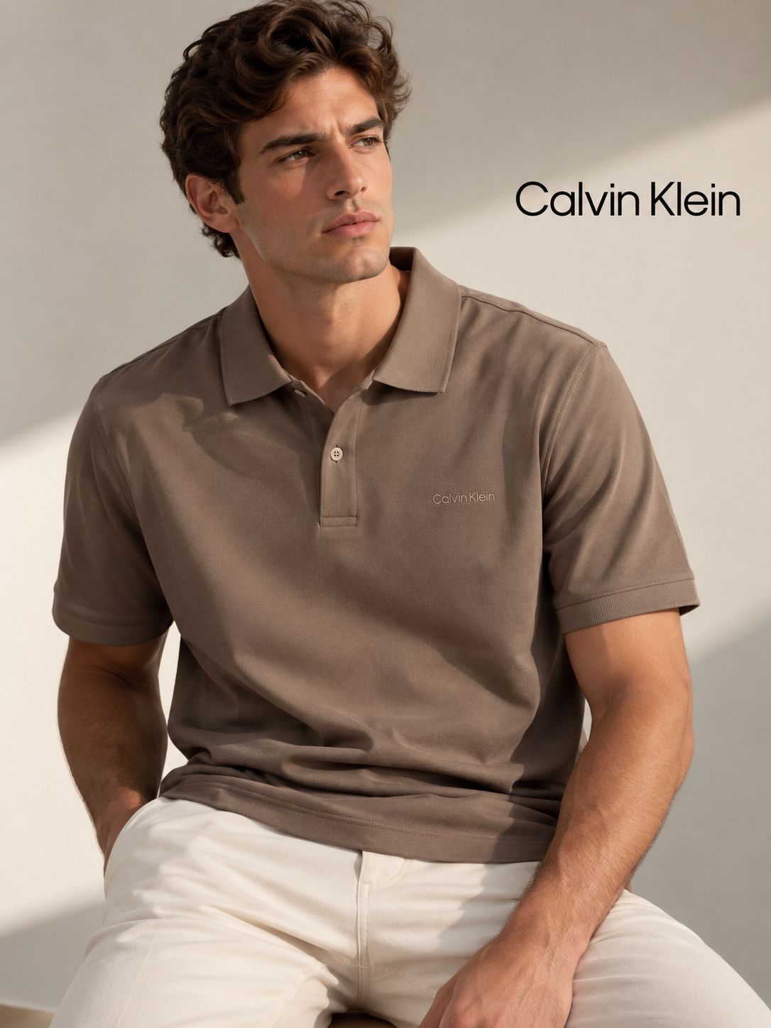 Calvin Klein Polo camisero color taupe